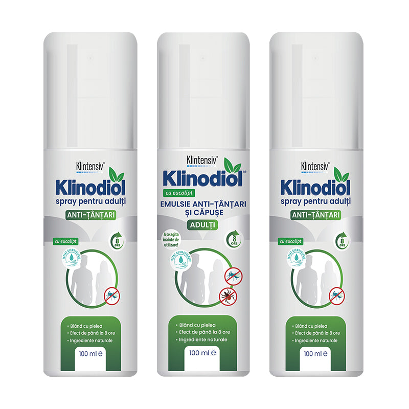 Pachet Klinodiol, emulsie anti-tânțari și căpuse și spray anti-țânțari pentru adulți