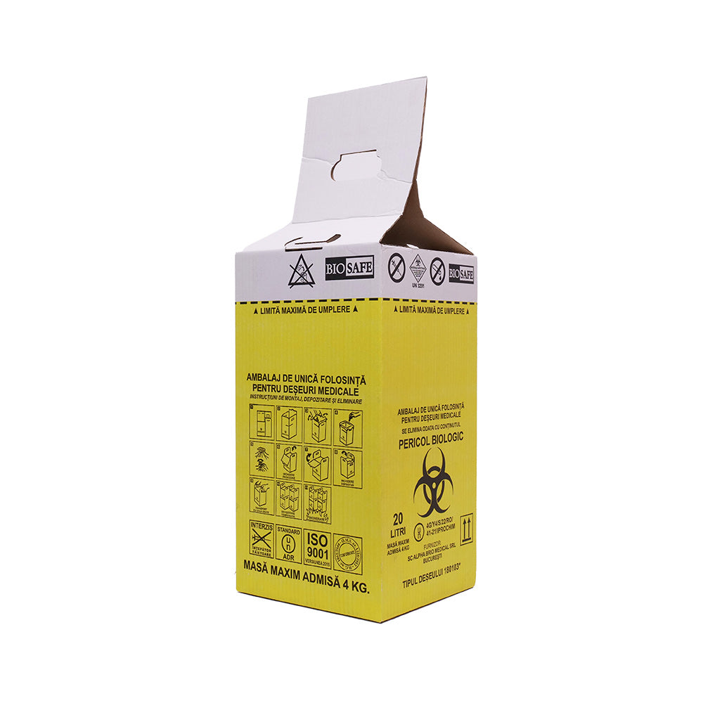 Cutii Biohazard pentru Incinerare cu Sac Galben