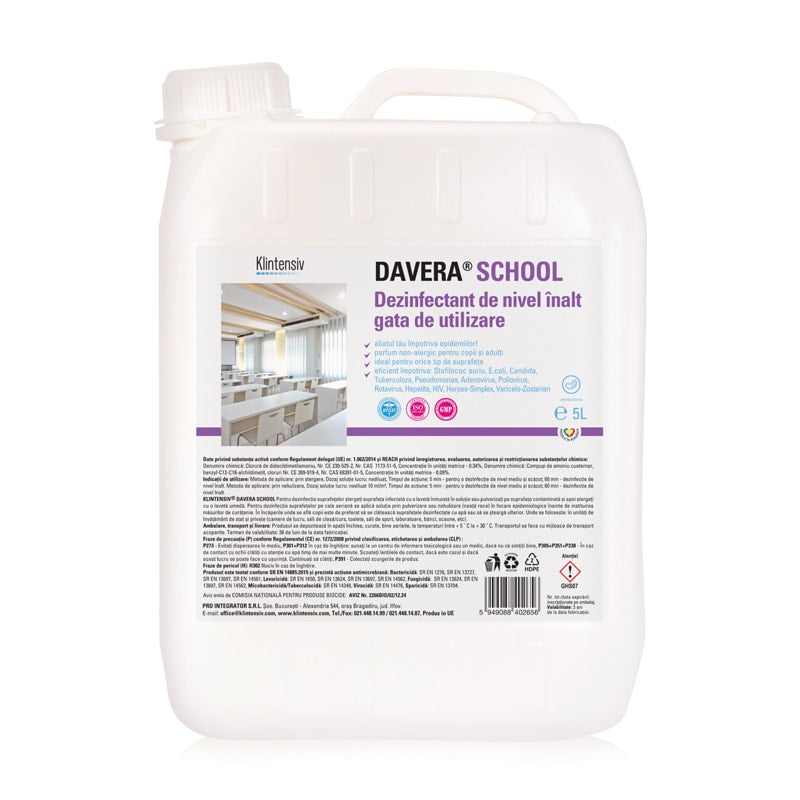 Davera® School RTU — Detergent dezinfectant de nivel inalt gata de utilizare