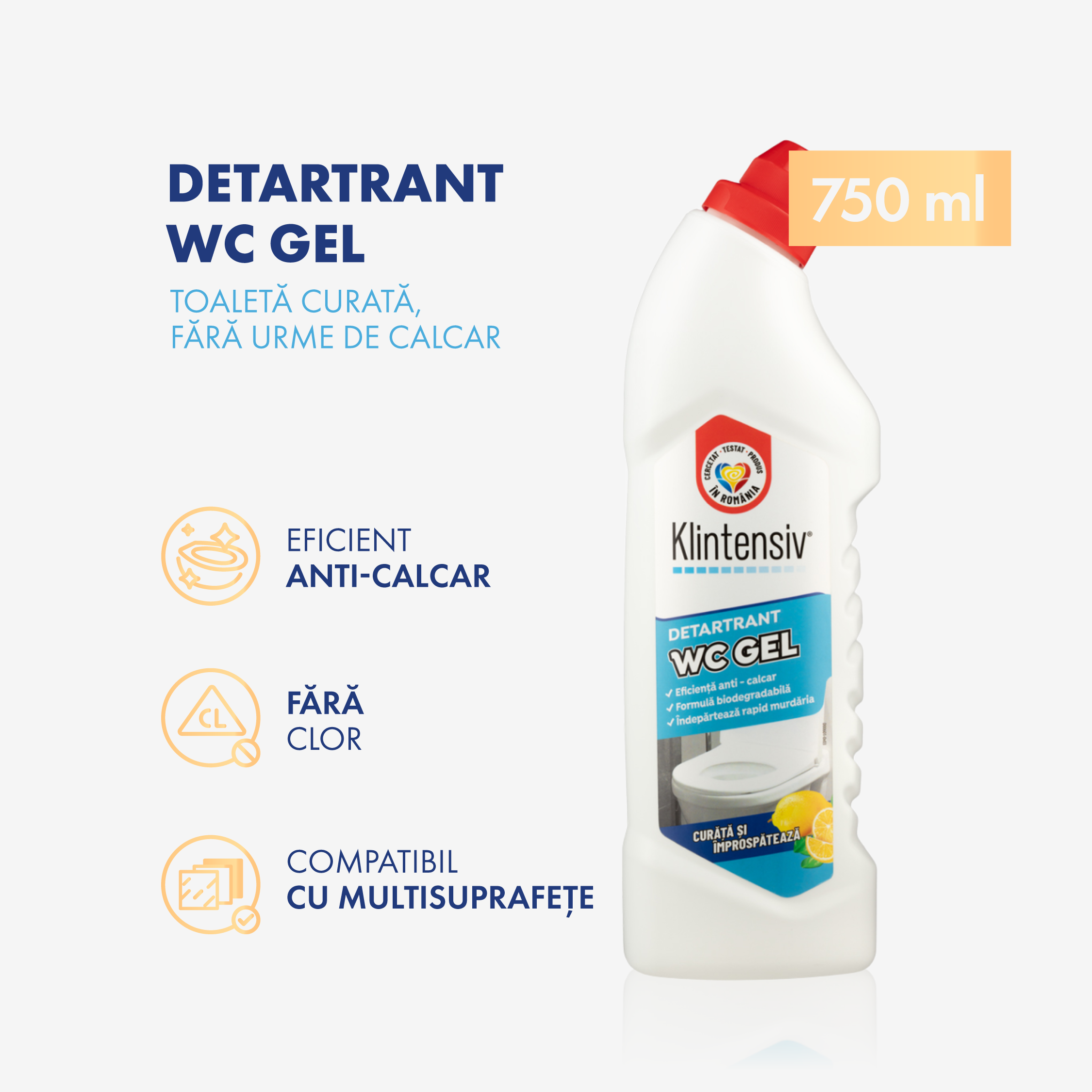 Gel Detartrant WC Suprafețe Ceramice Klintensiv®