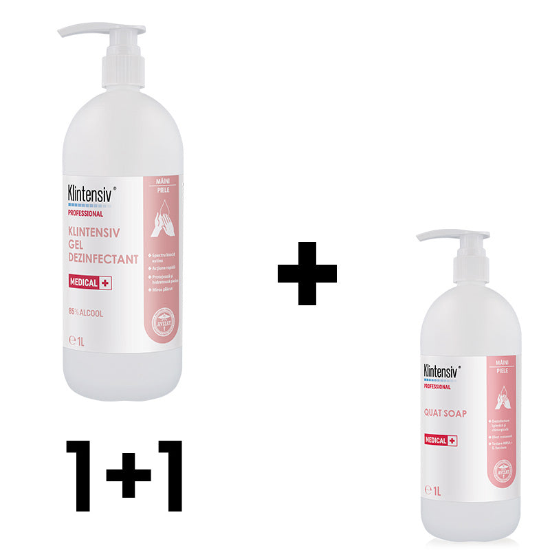 Pachet Gel dezinfectant pentru maini 1L + Quat Soap 1L