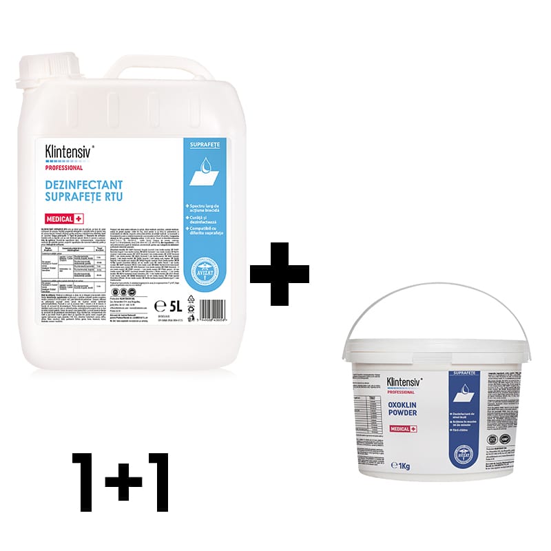 Pachet Klintensiv Dezinfectant Suprafete 5L + Oxoklin Powder 1 Kg.