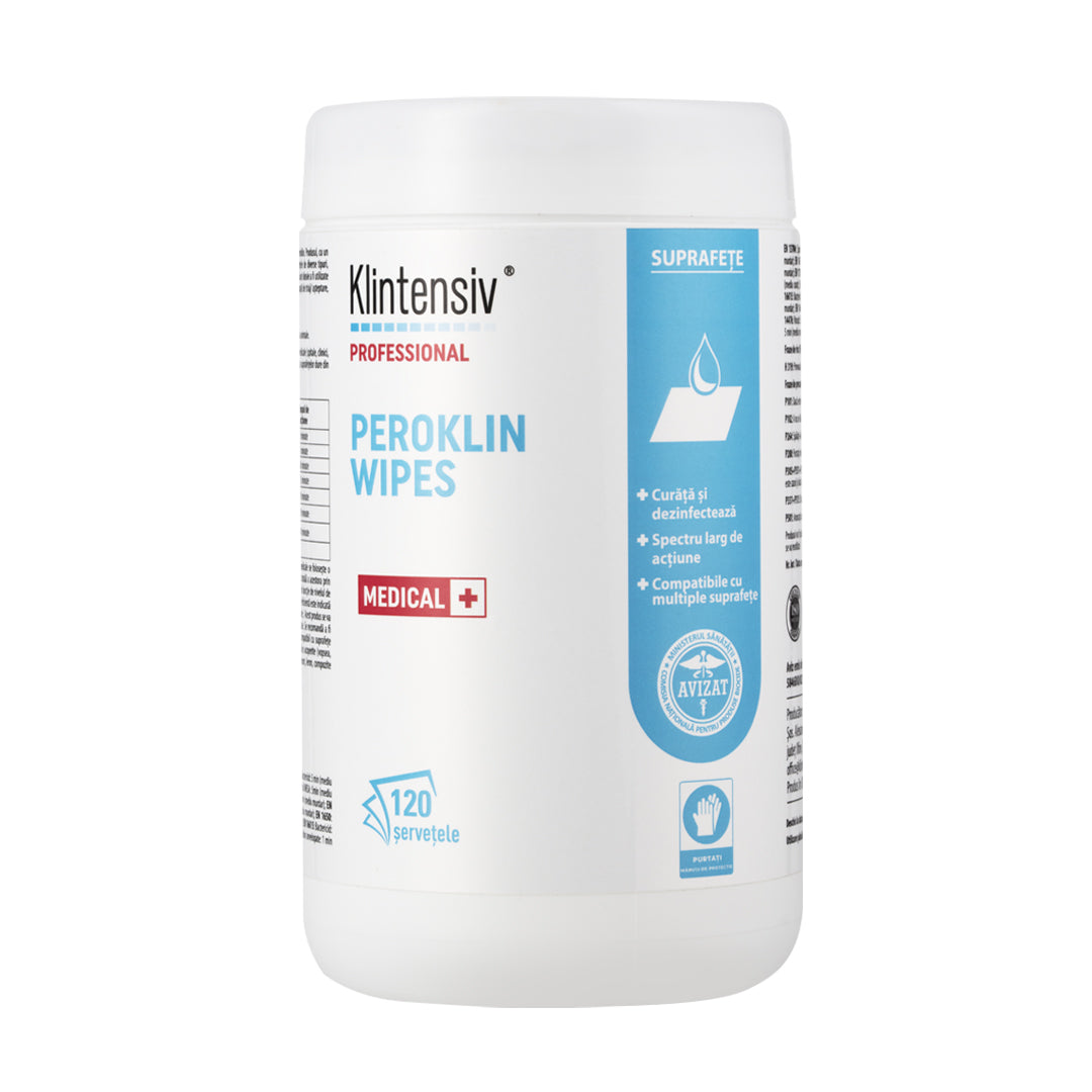 PROMO 6+2 PEROKLIN WIPES - Servetele umede dezinfectante pentru suprafete, TUB 120 buc.