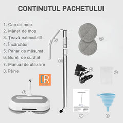 Mop Electric Rotativ cu Pulverizator si lumina LED