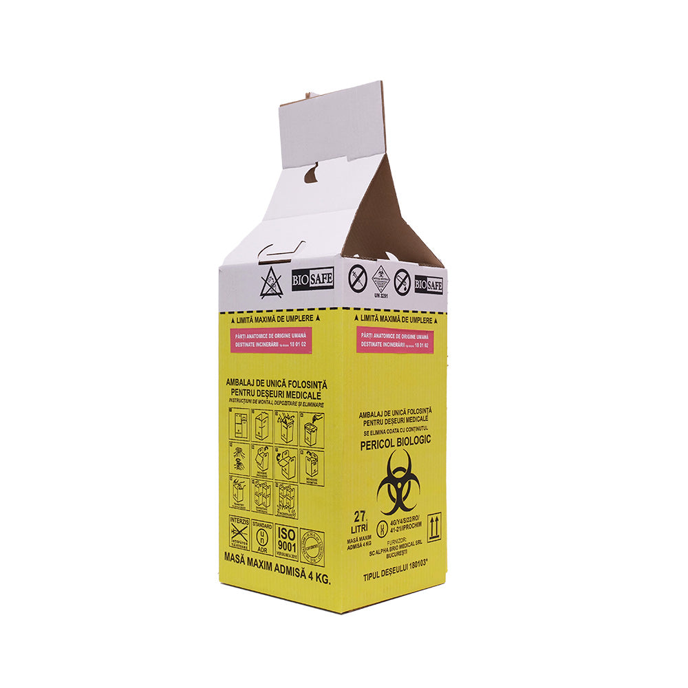 Cutii pentru Incinerare cu Sac Galben pentru Deșeuri Anatomo-Patologice