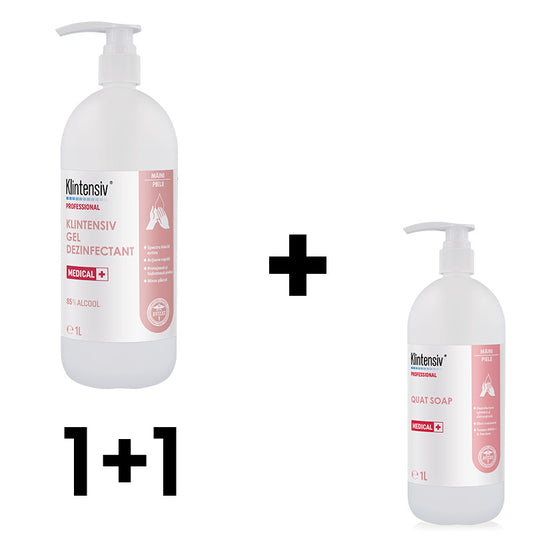 Pachet Gel dezinfectant pentru maini 1L + Quat Soap 1L