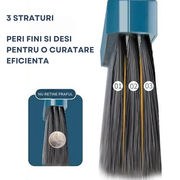 Mătură cu cap rotativ 45° DreamRamp® cu făraș și teu + sistem pliabil