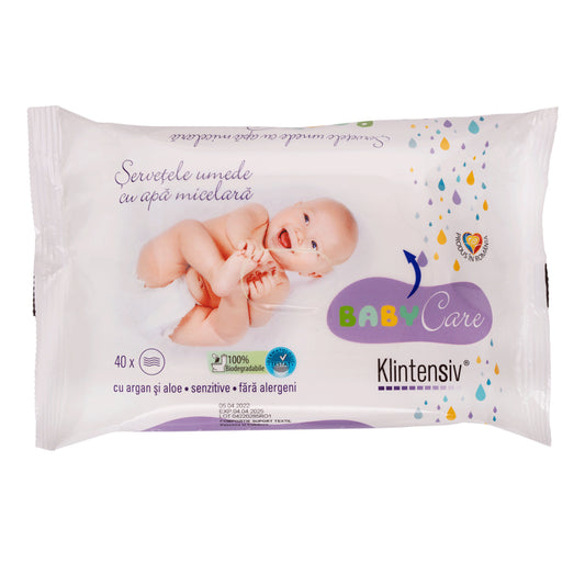 Klintensiv® Baby Șervețele umede biodegradabile cu apă micelară, argan și aloe