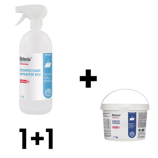 Pachet Klintensiv Dezinfectant Suprafete 1L + Oxoklin Powder 1 Kg.